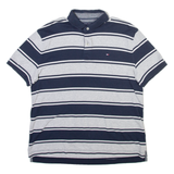 TOMMY HILFIGER Mens Polo Shirt Grey Striped L