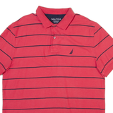 NAUTICA Mens Polo Shirt Red Striped XL