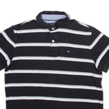 TOMMY HILFIGER Mens Polo Shirt Black Striped M