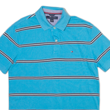 TOMMY HILFIGER Mens Polo Shirt Blue Striped M