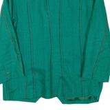CARA BRUSSELS Womens Blazer Jacket Green Linen Striped S