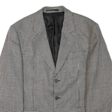 Mens Blazer Jacket Black Wool Geometric XL