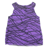 CALVIN KLEIN Womens Printed Vest Purple Sleeveless Crazy Pattern L