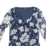 PHASE EIGHT Womens Printed Top Blue 3/4 Sleeve Floral UK 12