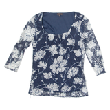 PHASE EIGHT Womens Printed Top Blue 3/4 Sleeve Floral UK 12