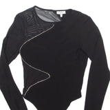 REISS Womens Bodysuit Black Long Sleeve XS