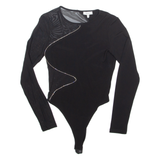 REISS Womens Bodysuit Black Long Sleeve XS