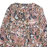 FRENCH COLLECTION Womens Printed Top Pink Long Sleeve Animal Print UK 10