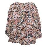 FRENCH COLLECTION Womens Printed Top Pink Long Sleeve Animal Print UK 10