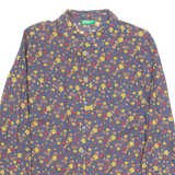 Womens Printed Blouse Blue Long Sleeve Floral L