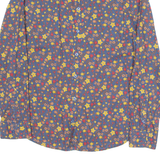 Womens Printed Blouse Blue Long Sleeve Floral L