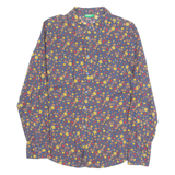 Womens Printed Blouse Blue Long Sleeve Floral L