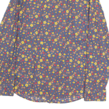 Womens Printed Blouse Blue Long Sleeve Floral L