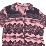 Womens Printed Shirt Pink V-Neck Crazy Pattern L