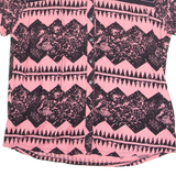 Womens Printed Shirt Pink V-Neck Crazy Pattern L