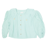 Womens Cropped Blouse Blue 3/4 Sleeve Viscose L