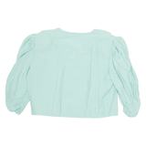 Womens Cropped Blouse Blue 3/4 Sleeve Viscose L