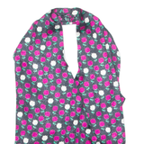 Womens Halter Neck Vest Blue Sleeveless Floral S