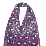 Womens Halter Neck Vest Blue Sleeveless Floral S