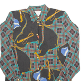 Womens Printed Shirt Black Long Sleeve Crazy Pattern L