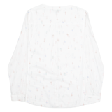 LAURA ASHLEY Womens Printed Blouse White V-Neck Long Sleeve Crazy Pattern UK 12