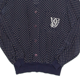 Womens Printed Blouse Blue V-Neck Long Sleeve Spotted M