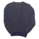 Womens Printed Blouse Blue V-Neck Long Sleeve Spotted M