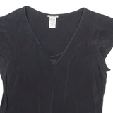 SOFT GREY Womens Top Black V-Neck UK 18