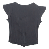 SOFT GREY Womens Top Black V-Neck UK 18