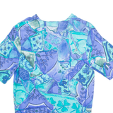 Womens Printed Blouse Purple V-Neck Crazy Pattern UK 10