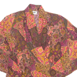 Womens Printed Top Brown V-Neck Long Sleeve Crazy Pattern M