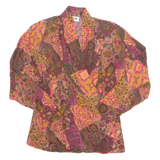 Womens Printed Top Brown V-Neck Long Sleeve Crazy Pattern M