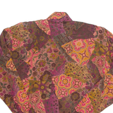 Womens Printed Top Brown V-Neck Long Sleeve Crazy Pattern M