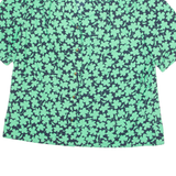 Womens Printed Blouse Green V-Neck Floral M