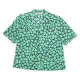 Womens Printed Blouse Green V-Neck Floral M