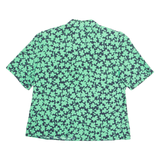 Womens Printed Blouse Green V-Neck Floral M