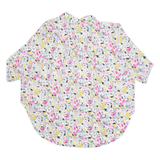 Womens Printed Blouse White 3/4 Sleeve Floral 2XL