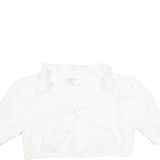 Womens Cropped Top White Puff Sleeve M