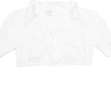 Womens Cropped Top White Puff Sleeve M