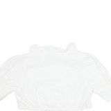 Womens Cropped Top White Puff Sleeve M
