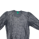 CANDA Womens Printed Top Black 3/4 Sleeve Animal Print M