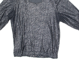 CANDA Womens Printed Top Black 3/4 Sleeve Animal Print M