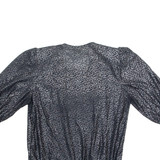 CANDA Womens Printed Top Black 3/4 Sleeve Animal Print M