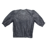 CANDA Womens Printed Top Black 3/4 Sleeve Animal Print M