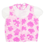 Womens Printed Top Pink Puff Sleeve Floral XS