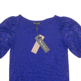 PHASE EIGHT Womens Printed Top Blue Puff Sleeve Floral UK 8