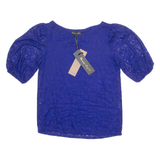 PHASE EIGHT Womens Printed Top Blue Puff Sleeve Floral UK 8