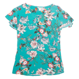 MONSOON Womens Printed Top Green Floral UK 10