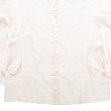 Womens Printed Blouse Pink V-Neck Long Sleeve Floral L