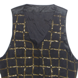 Womens Printed Waistcoat Black V-Neck Sleeveless M